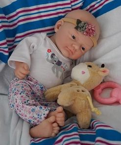 12″ Reborn Baby Doll Silicone Full Body Realistic Newborn The Look Real Eyes Open Cute Baby Girl Soft Anti Stress Babies Doll with Clothes Feeding Accessories Set 2