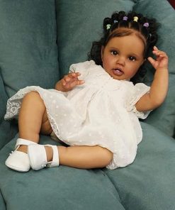 Zero Pam Big Size Reborn Baby Dolls Black Girls Toddler Realistic, 24 inch Lifelike African American Newborn Baby Doll Eyes Open Soft Cloth Body Brown Babydoll Reborns Toys for Kids