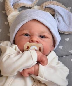 ADFO Reborn Baby Dolls 17 Inches Boy Realistic Baby Doll with Soft Cloth Body Cute Real Life Baby Dolls with Feeding Accessories for Kids Ages 3+
