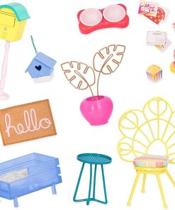 Glitter Girls – GG Home Porch Set – Doll House Patio Furniture Playset with Dog Bed, Flower Chair, Mailbox, Table, and More! – 14-inch Doll Accessories for Kids Ages 3 and Up