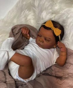Zero Pam Lifelike Reborn Dolls Black Girl 19 Inch Real Looking Reborn Baby Dolls with Soft Body African American Realistic Newborn Girl Doll with Dark Brown Skin Reborn Toddler for Kids