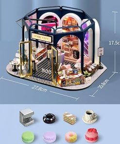 MAGQOO DIY Miniature Dollhouse Kit with Furniture 1:24 Scale Creative Room Mini Wooden Doll House Accessories DIY Miniature House Kit (Book Cafe) 2