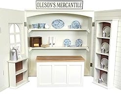 THE QUEEN’S TREASURES 18″ Doll Furniture, Little House on the Prairie 18 Inch Doll Oleson’s Mercantile Wooden Play Set with Store Shelving and Store Stock Included. Intended for use with American Girl