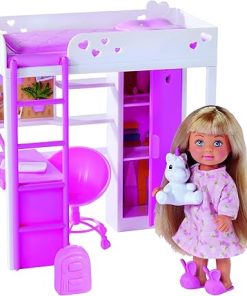 Simba Evi Love My Room, 105733601 Doll in Children’s Room with Bunk Bed, Desk and Cupboard, with Accessories, 12 cm Toy Doll, from 3 Years