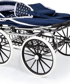 Bayer Design Dolls: Classic Deluxe Pram – Blue &White – Includes Shoulder Bag, Kids Pretend Play, Fits Dolls Up to 18″, Shopping Basket, Easy to Fold, Ages 3+ 2