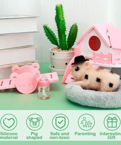 Txkrhwa 4.7Inches Silicone Pig Doll Toy, Mini Soft Realistic Silicone Pig Doll with Accessories Cute Miniature Reborn Silicone Pig Interesting Full Silicone Body Piggy Toys for Kids 2