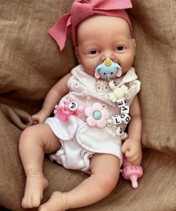 Realistic 7 Inch Reborn Silicone Baby Dolls – Full Body, Miniature Newborn Dolls, Stress Relief for Adults, Handmade, Feeding & Bathing Accessories, for 3years and Above 2