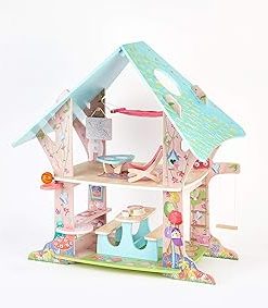 Magical Forest Wooden Clubhouse – with 7 Fairy Accessories and 4 Stickers to Decorate – 24″ Tall – for 9″ Dolls – Made in Germany – 26896 2
