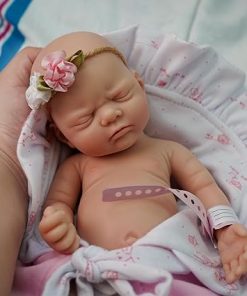12″ Micro Preemie Full Body Silicone Baby Doll Girl,Realistic Soft Silicone Newborn Baby Doll, Real Full Body Silicone Reborn Baby Dolls with Feeding Accessories