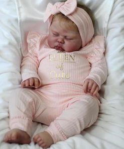 24Inch Newborn Vinyl Baby Sleeping Doll Realistic Lifelike Reborn Dolls Soft Cloth Body Toddler Doll Toy Accessories for Kids & Collection