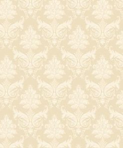 Pack of 5 Dolls House Miniature Cream On Beige Leaf Damask Wallpaper