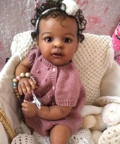 Zero Pam Black Reborn Baby Girl Dolls 19 Inch Full Body Silicone Reborn Baby Black Newborn Dolls Lifelike African American Doll Realistic Anatomically Correct Baby Doll