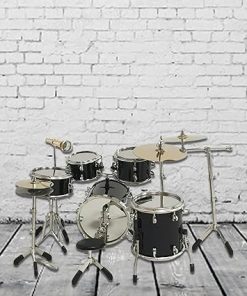 Miniature Drum Set Decorative Ornament for Home Display, Black 2