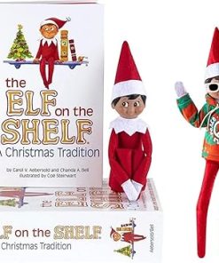 The Elf on the Shelf Christmas Tradition Box Set with Elf (Dark Tone Boy), Story Book and Groovy Greetings Hoodie Claus Couture Collection (Multi-Item Bundle)