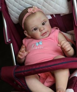 Pinky Reborn Baby Dolls Silicone Full Body Girl 21 Inch Newborn Silicone Doll Anatomically Correct Baby Doll with Clothes and Accessories Gift for Kids 2