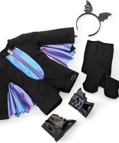 American Girl Midnight Bat Halloween Costume 18 inch Doll Clothes with Purple Bat Wings, Headband, Boots, 4 pcs, Ages 6+