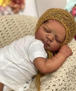 Sleeping Reborn Baby Dolls 18 Inch Black Girls Weighted Silicone Toddler Doll African American Babies Lifelike Doll with Clothes and Toy Accessories Kids Gift for Age 3+ 2