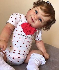 Silicone Reborn Cute Toddler Girl Doll Premie Baby Genesis Hand Painted Doll Cute Lifelike Silicone Babies with Clothes and Accessories Gift for Children 2