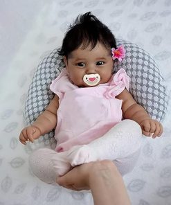 TERABITHIA 20 Inches So Truly African American Reborn Baby Doll with Soft Weighted Body Feel Real Sweet Smile Dark Brown Skin Newborn Realistic Girl Doll, A Moment in My Arms, Forever in My Heart