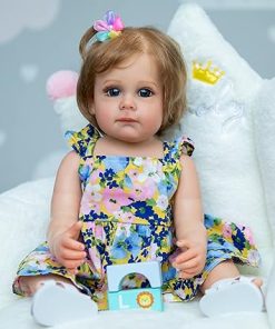 22 Inch Realistic Reborn Baby Dolls Toddler Girl That Look Real Blond Long Hair Full Silicone Vinyl Newborn Bebe Reborn Toys for Girls