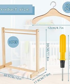 Civaner 44 Pcs Doll Garment Rack with Wooden Clothes Hanger for 18 Inch Girl Doll Clothes Mini Hangers Wardrobe Furniture Accessories for Dollhouse Baby Shower Supplies 2