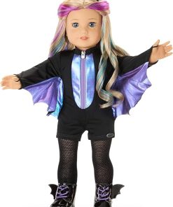 American Girl Midnight Bat Halloween Costume 18 inch Doll Clothes with Purple Bat Wings, Headband, Boots, 4 pcs, Ages 6+ 2