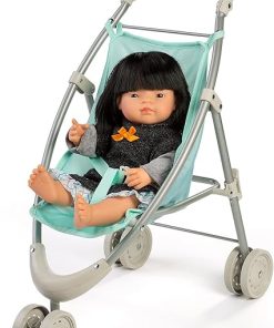 Miniland Doll Stroller in Mint Color up to 15 inches Dolls. Folding Structure with Directional Wheel Made of Aluminum and Waterproof Fabrics 2
