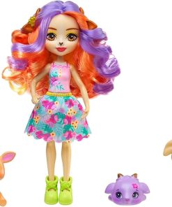 Golita Family Goat Sunshine Beach Doll and 3 Goats Hairdressing Toy with Coloured Dresses, HXC00
