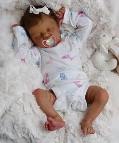 iCradle Black Realistic Reborn Baby Dolls Girls 18 Inch African American Lifelike Sleeping Newborn Baby Doll Toy for Ages 3+