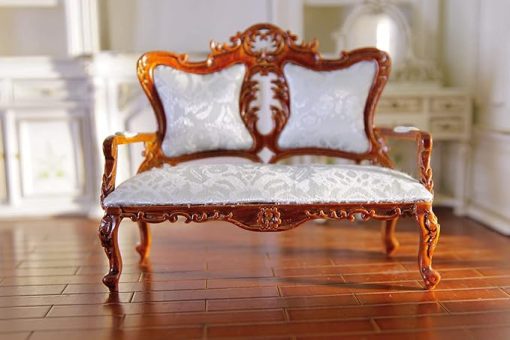 1/12 Scale French Style Louis XIV Hand Carved Miniature Loveseat Sofa Dollhouse