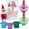 The Elf on the Shelf Bundle: Scout Elf Girl Light Tone, Boy + Girl Frost Pips Figures and Elf Mate T-Shirts (3pcs)