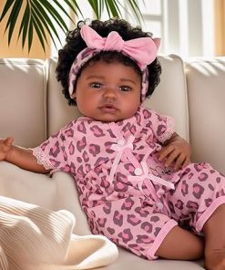 BABESIDE Reborn Baby Dolls Black Girl, 20 Inch Realistic Black Girl Newborn African American Real Life Baby Girl Dolls Soft Vinyl and Cloth Body with Feeding Kit Gift Box for Kids Age 3+ 2