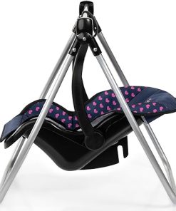 Bayer Design Dolls: 11 Piece Stroller Set – Navy, Pink, Hearts, Unicorn – Swing, Bag, Changing Mat, Feeding Accessories for Dolls, Kids Toy, Ages 3+ 2