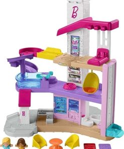 Fisher-Price Little People Barbie Toddler Toy Little DreamHouse Playset with Music Lights Sounds & 7 Pieces for Ages 18+ Months