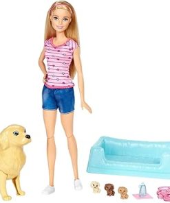 Barbie Dolls with Mommy Dogs and Newborn Puppies