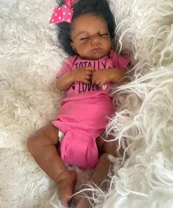 Pinky Reborn Baby Doll Black Girl 20 Inch Realistic Newborn Baby Dolls Silionne Coth Body African American Reborn Doll with Clothes and Toy Best Birthday Set 2