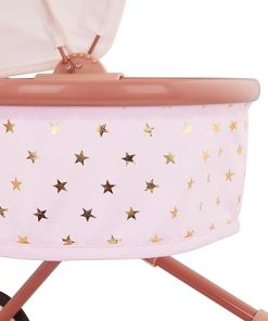 BABI by Battat – Baby Doll Double Stroller Mini Gold Stars – Foldable Canopy, Swivel Wheels, Storage Basket – Pink Carriage Fits Twin 14-inch Dolls – Children’s Toys for Kids Ages 3+ 2