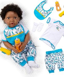 Paradise Galleries Realistic Reborn Newborn Black Baby Boy Doll 20 Inch Lifelike Curly Rooted Hair 8 Piece Gift Set for Ages 3 and Up – Wonderfully Made