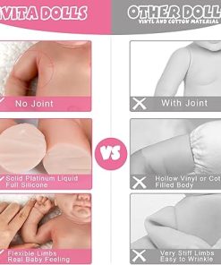 IVITA 18 inch Full Silicone Doll Not Vinyl Dolls Realistic Newborn Real Platinum Silicone Baby Dolls Lifelike Doll Stress Relief for Adults with Gifts Box & Feeding Bottle – Boy 2