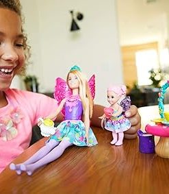 Barbie Dreamtopia Tea Party Playset Fairy Doll, Toddler Doll, Tea Set, Pet and Accessories, Multi 2