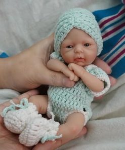 7 Inch Mini Silicone Baby, Reborn Baby Dolls Silicone Full Body Girl Cassie, Realistic Newborn Baby Doll Real Life Miniature Baby Doll with Feeding Accessories 2