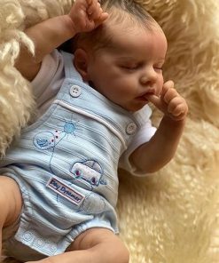 Zero Pam Realistic Reborn Baby Dolls Open Mouth Rooted Eyelashes, 18 Inch Lifelike Sleeping Baby Boy That Look Real Soft Cloth Body Poseable Handmade Newborn Baby Dolls with Feeding Accessories