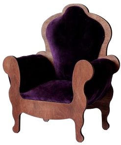 Miniature Dollhouse Throne Chair. 1:6 scale Velvet Handmade Wooden Furniture