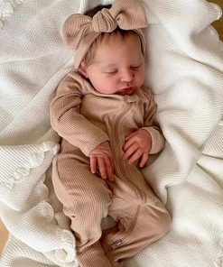 Real Life Reborn Baby Dolls 19 inch Sleeping Silicone Baby Realsitic Newborn Girl Soft Cloth Body Weighted Doll Cute Newborn Toddler Toy with Clothes