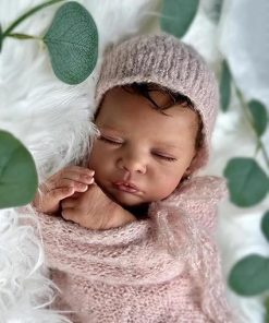 Zero Pam Sleeping Reborn Baby Dolls Black Girl- 19Inch Realistic Newborn Babies Life Like African American Baby Dolls That Look Real Life Silicone Baby Dolls for Kids