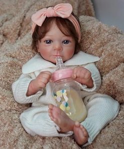 Mire & Mire Lifelike Reborn Baby Dolls – 17-Inch Realistic Newborn Baby Dolls Girls Weighted Soft Cloth Body with Doll Accessories（Pink-1）