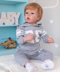 Lifelike Reborn Baby Dolls Boy 28 inch Weighted Baby Realistic Toddler Doll That Look Real Soft Silicone Cloth Body Rooted Hair Handmade Newborn Toddler Toys for Girls Age 8~10 Year Old