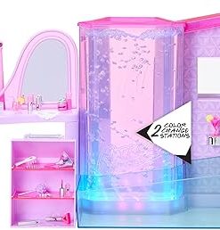 MERMAZE MERMAIDZ Playset Salon & Spa Playset with Lights, Bubble Wall, Working Shower, Bathtub, Beauty Station, and 19 Accessories 2