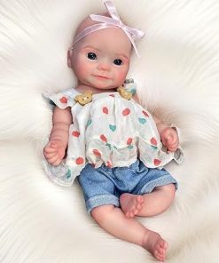 11 inch Eyes Open Lifelike Silicone Baby Dolls Handmade Painted Solid Silicone Reborn Girl Dolls with Feeding Accessories for Children