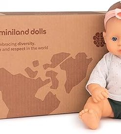 Miniland Doll Gift Box Baby Doll Caucasian Girl 12 5/8” + Forest Outfit – Made in Spain, Gift, Quality, Inclusion, Diversity